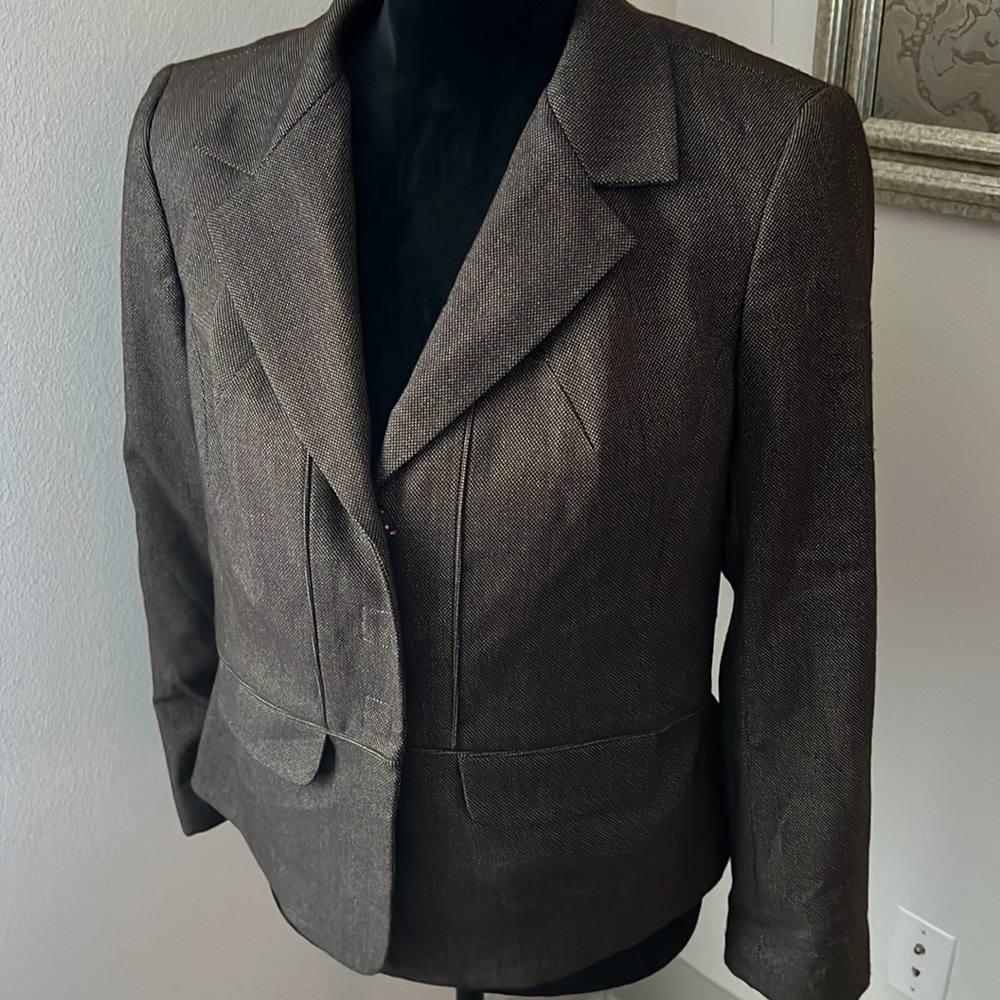 Sigrid Olsen brown micro dots single front blazer suit jacket Sz 8